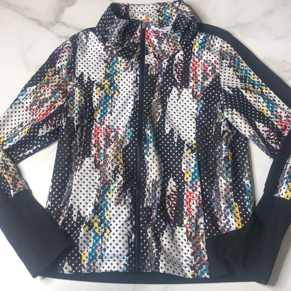 Lucy Zip Up Square Dot Print Zip Up Track Jacket